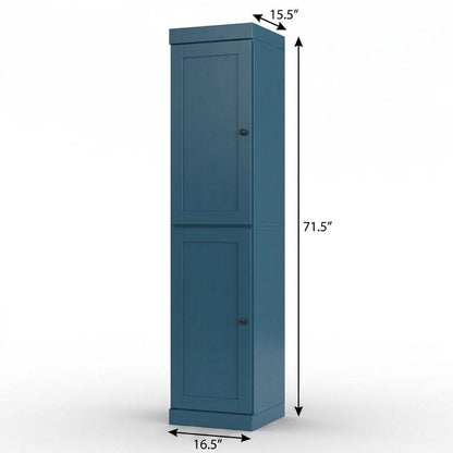 17" Teal Blue Solid Wood Double Door Linen Cabinet HomeRoots