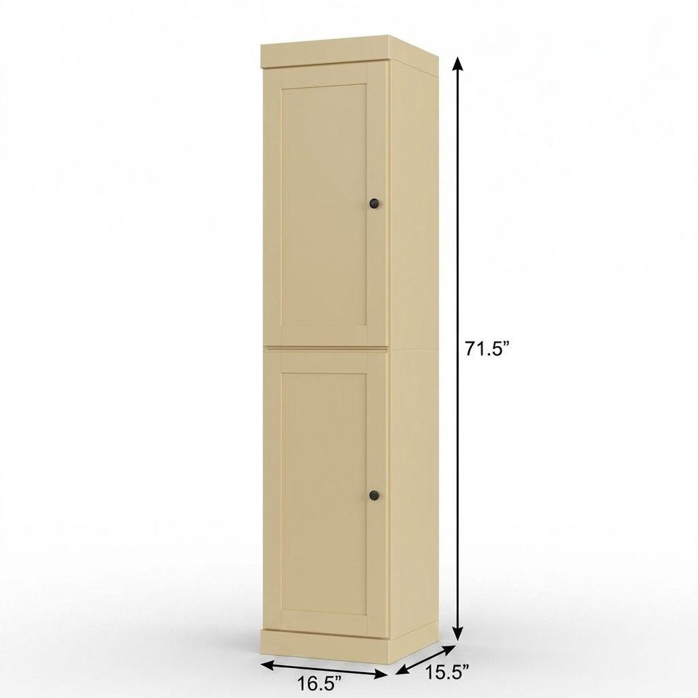 17" Yellow Solid Wood Double Door Linen Cabinet HomeRoots