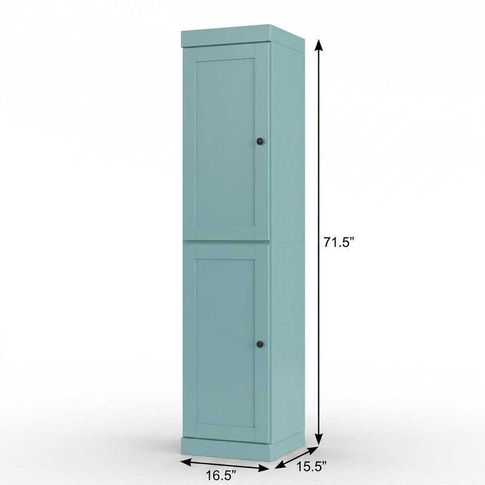 17" Aqua Solid Wood Double Door Linen Cabinet — view 3