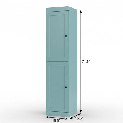 17" Aqua Solid Wood Double Door Linen Cabinet HomeRoots