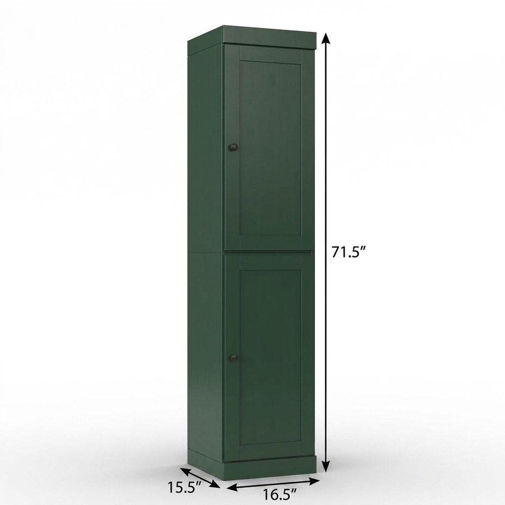 17" Green Solid Wood Double Door Linen Cabinet — view 4