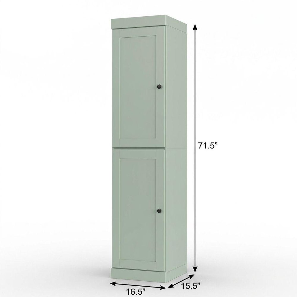 17" Sage Solid Wood Double Door Linen Cabinet — view 3