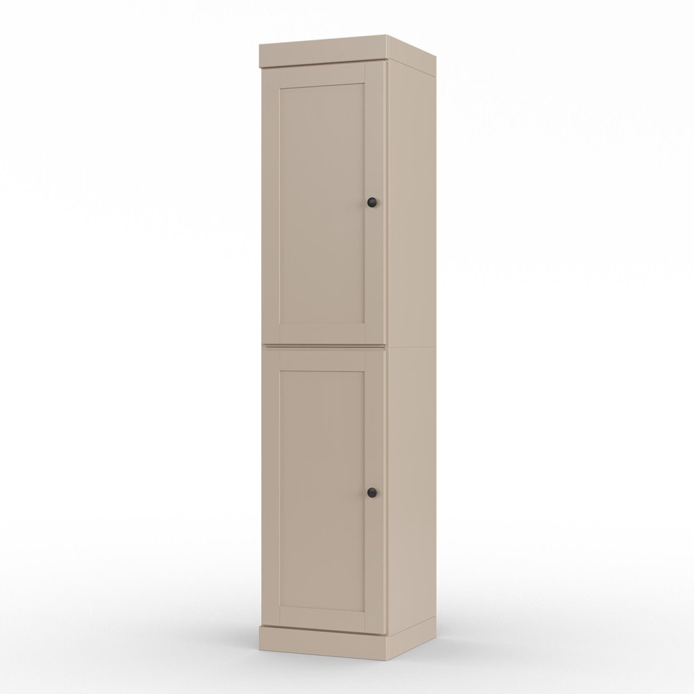 17" Beige Solid Wood Double Door Linen Cabinet HomeRoots