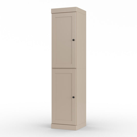 17" Beige Solid Wood Double Door Linen Cabinet
