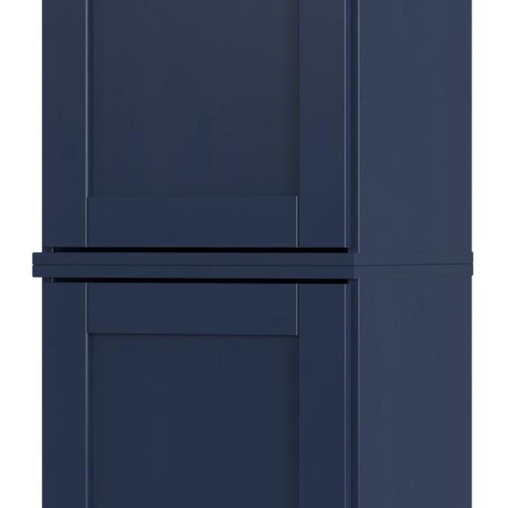 17" Navy Blue Solid Wood Double Door Linen Cabinet