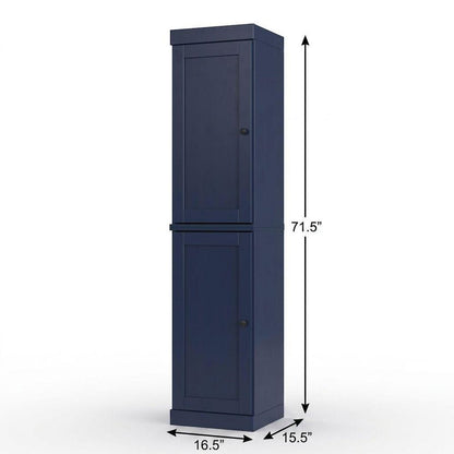 17" Navy Blue Solid Wood Double Door Linen Cabinet HomeRoots