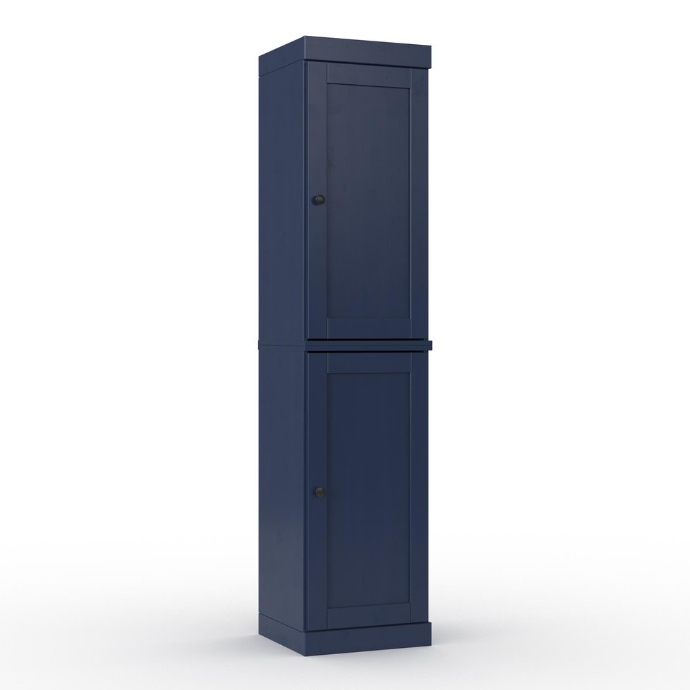 17" Navy Blue Solid Wood Double Door Linen Cabinet HomeRoots