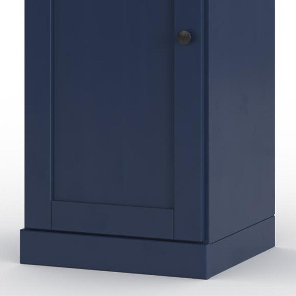 17" Navy Blue Solid Wood Double Door Linen Cabinet