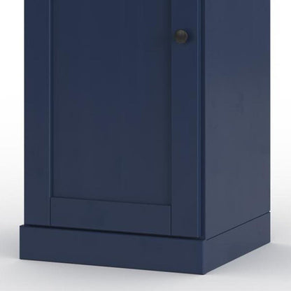 17" Navy Blue Solid Wood Double Door Linen Cabinet