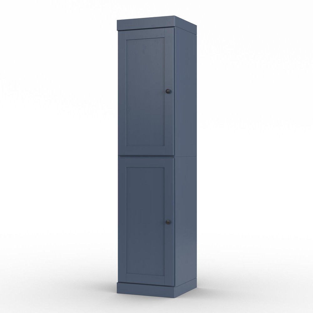 17" French Blue Solid Wood Double Door Linen Cabinet HomeRoots