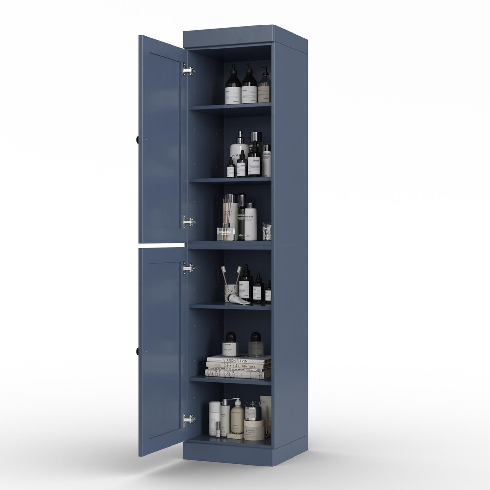 17" French Blue Solid Wood Double Door Linen Cabinet