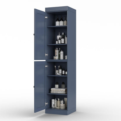 17" French Blue Solid Wood Double Door Linen Cabinet