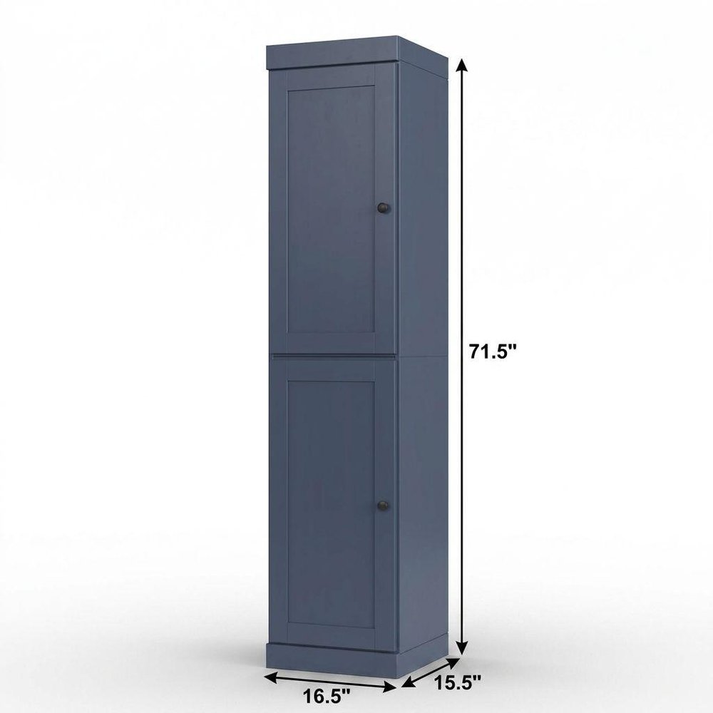 17" French Blue Solid Wood Double Door Linen Cabinet — view 4
