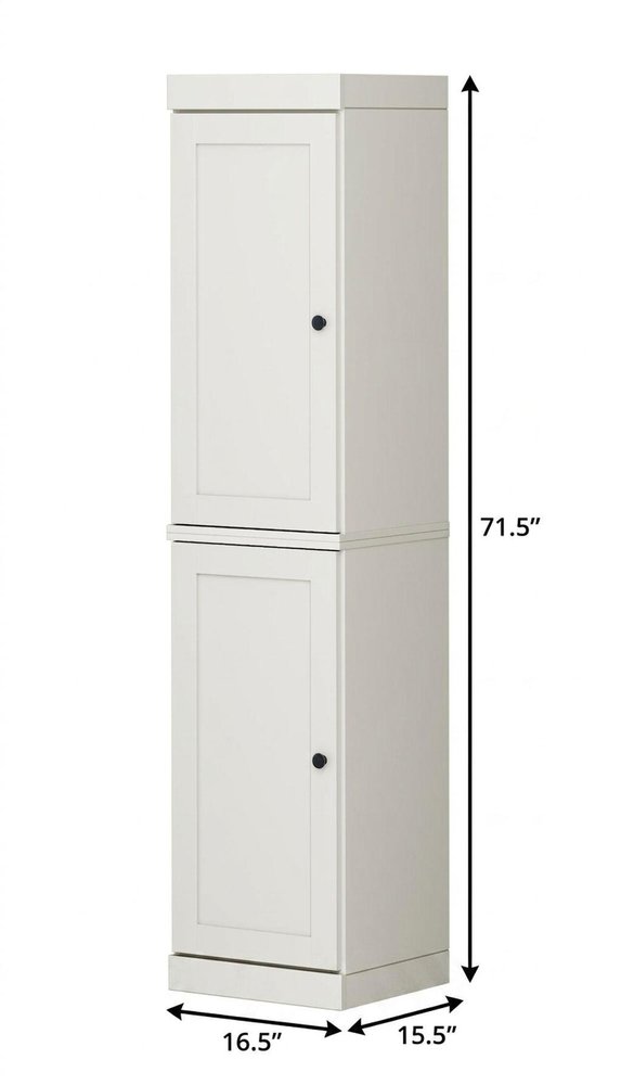 17" Off White Solid Wood Double Door Linen Cabinet HomeRoots