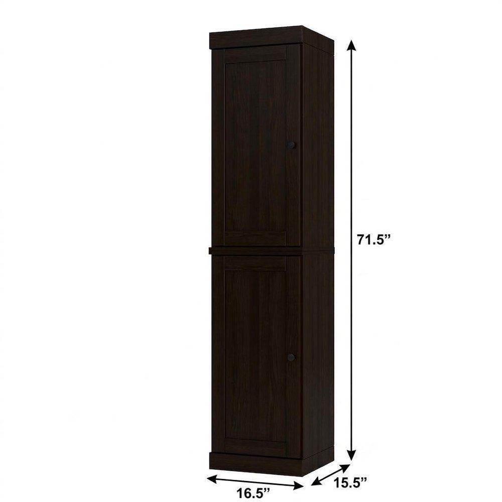 17" Espresso Solid Wood Double Door Linen Cabinet — view 4