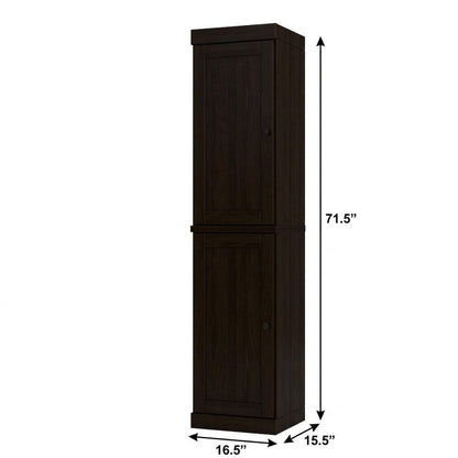 17" Espresso Solid Wood Double Door Linen Cabinet HomeRoots