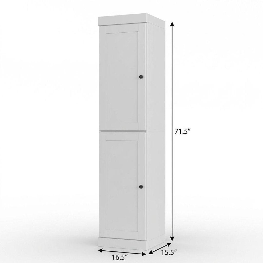 17" White Solid Wood Double Door Linen Cabinet HomeRoots