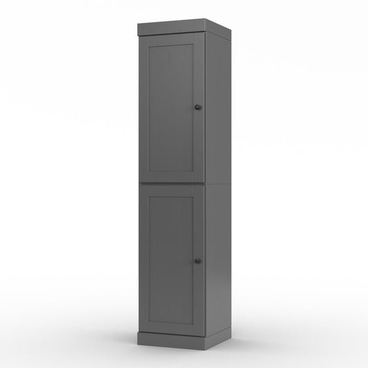 17" Gray Solid Wood Double Door Linen Cabinet