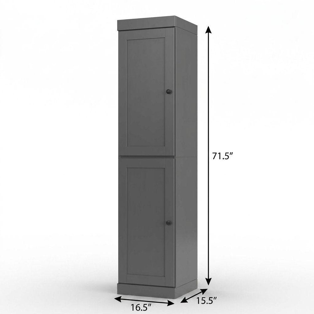 17" Gray Solid Wood Double Door Linen Cabinet — view 4
