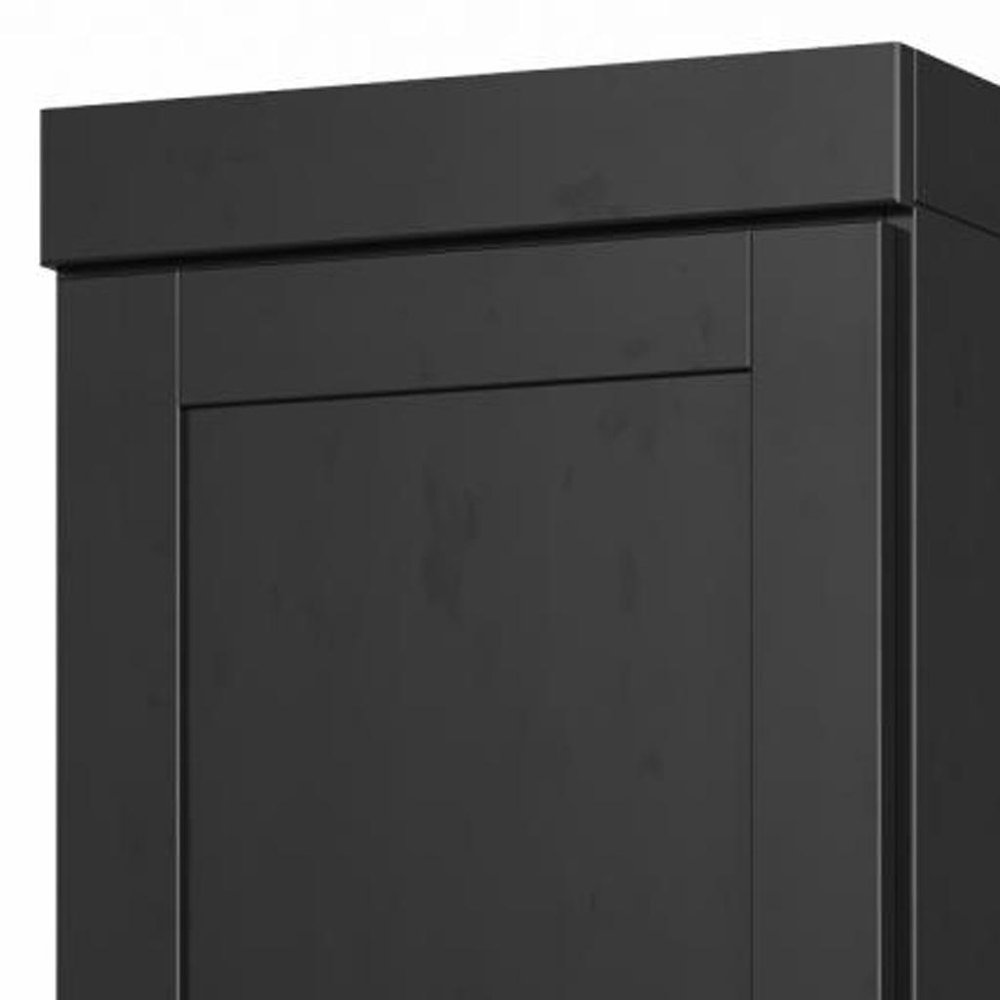 17" Black Solid Wood Double Door Linen Cabinet HomeRoots