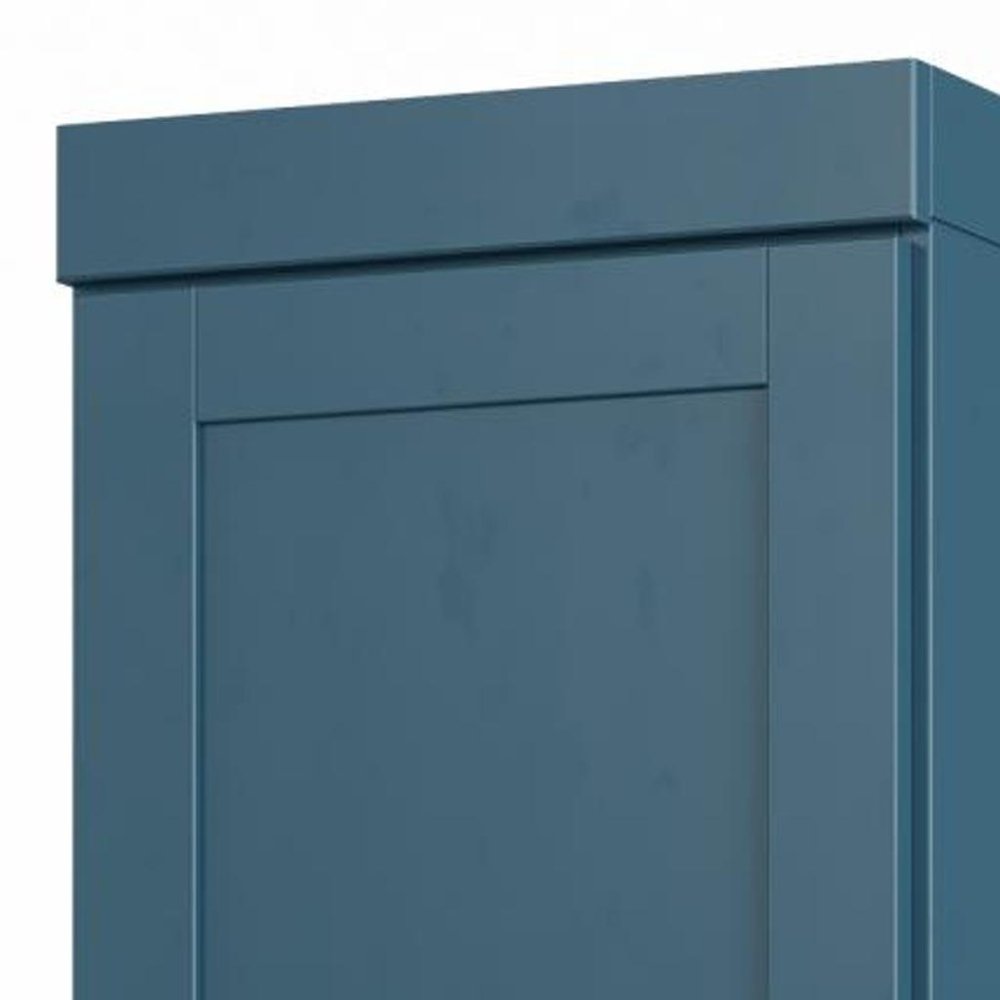 17" Teal Blue Solid Wood Double Door Linen Cabinet HomeRoots