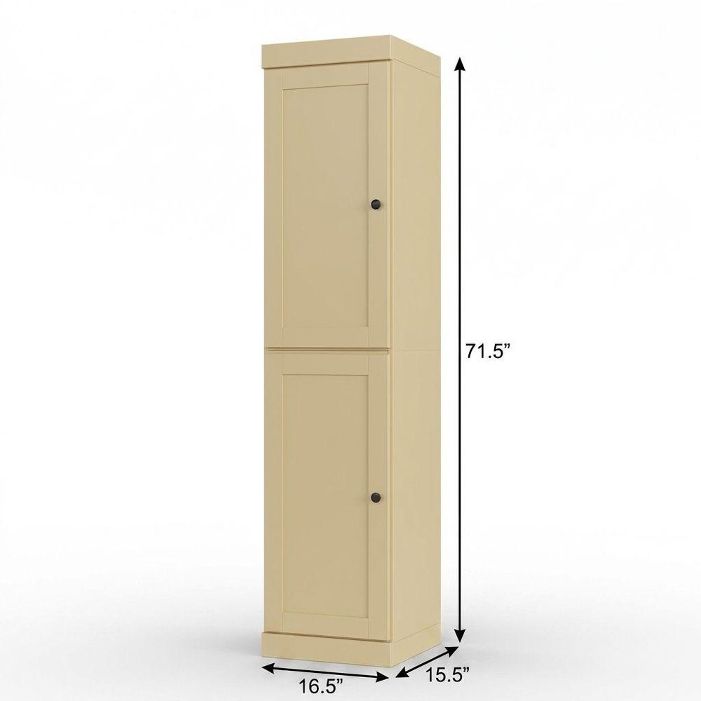 17" Yellow Solid Wood Double Door Linen Cabinet — view 4