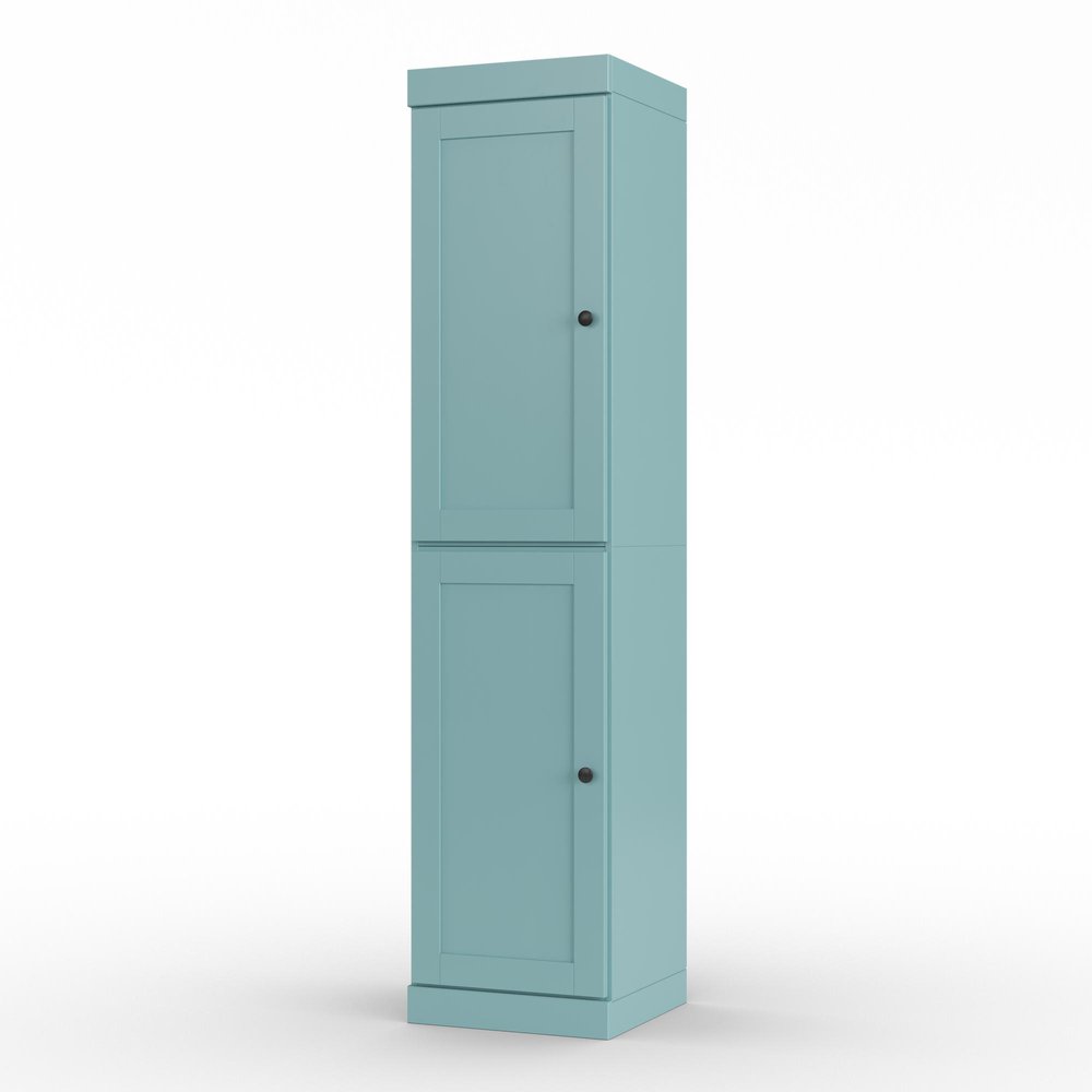 17" Aqua Solid Wood Double Door Linen Cabinet HomeRoots
