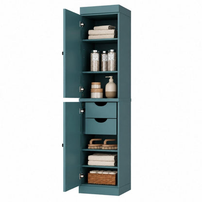 17" Aqua Solid Wood Double Door Linen Cabinet HomeRoots