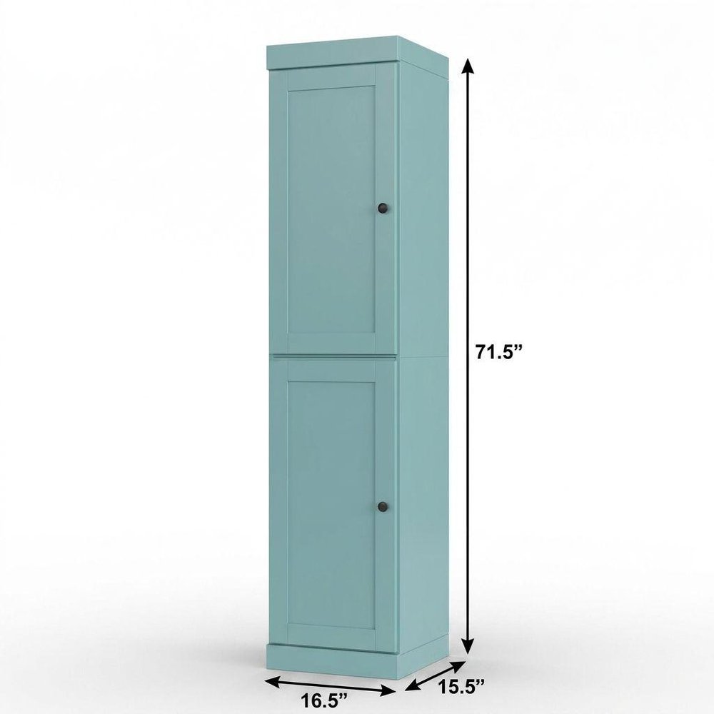 17" Aqua Solid Wood Double Door Linen Cabinet — view 4