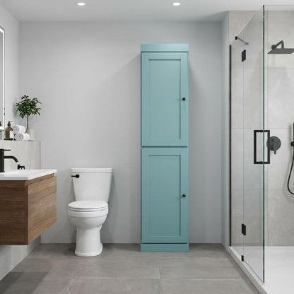 17" Aqua Solid Wood Double Door Linen Cabinet HomeRoots