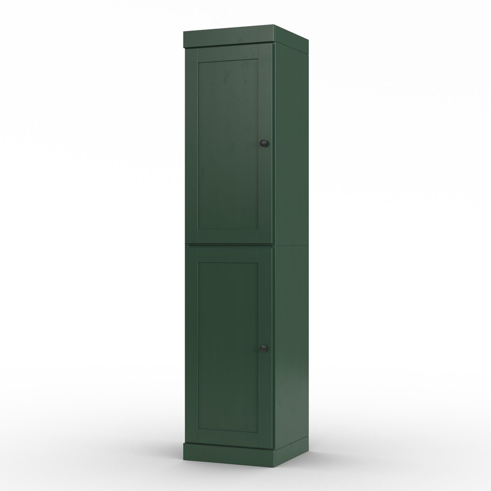 17" Green Solid Wood Double Door Linen Cabinet HomeRoots