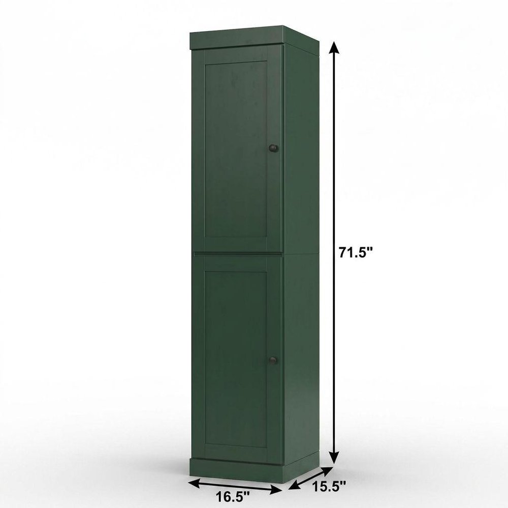 17" Green Solid Wood Double Door Linen Cabinet — view 4