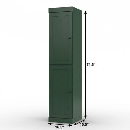 17" Green Solid Wood Double Door Linen Cabinet HomeRoots