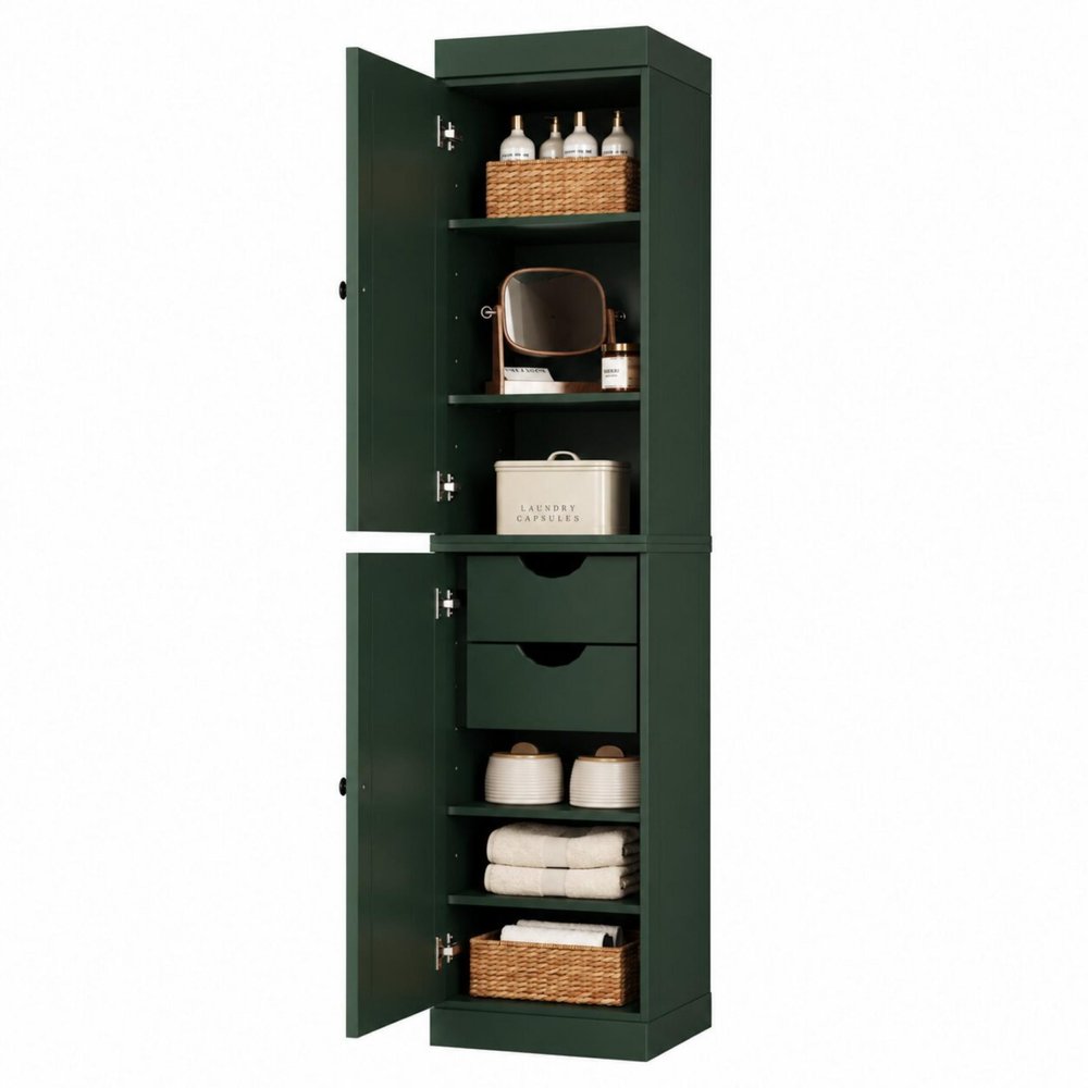 17" Green Solid Wood Double Door Linen Cabinet — view 5