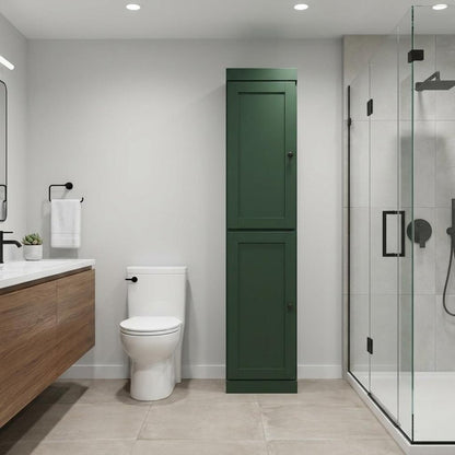 17" Green Solid Wood Double Door Linen Cabinet