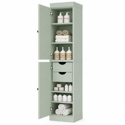 17" Sage Solid Wood Double Door Linen Cabinet HomeRoots