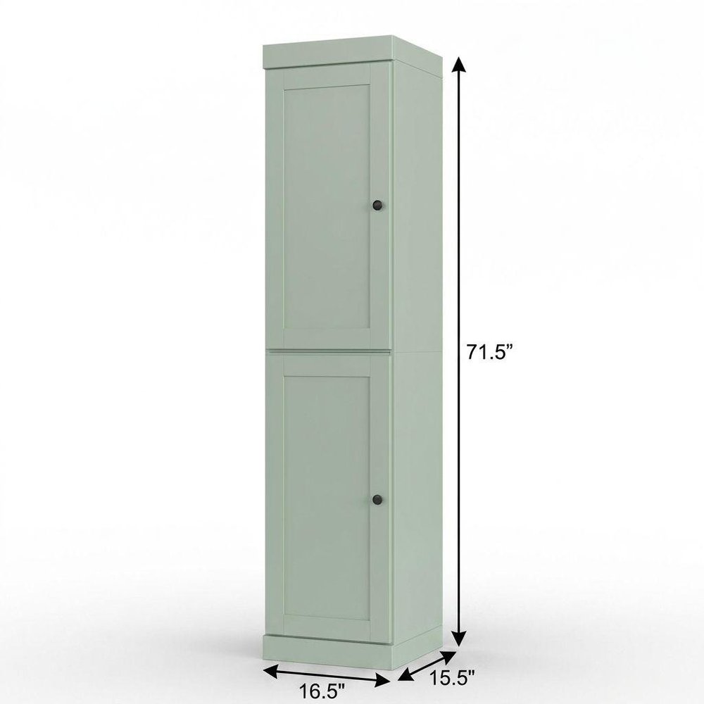 17" Sage Solid Wood Double Door Linen Cabinet — view 1