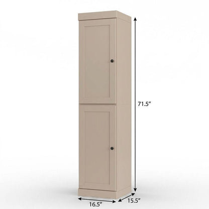 17" Beige Solid Wood Double Door Linen Cabinet HomeRoots