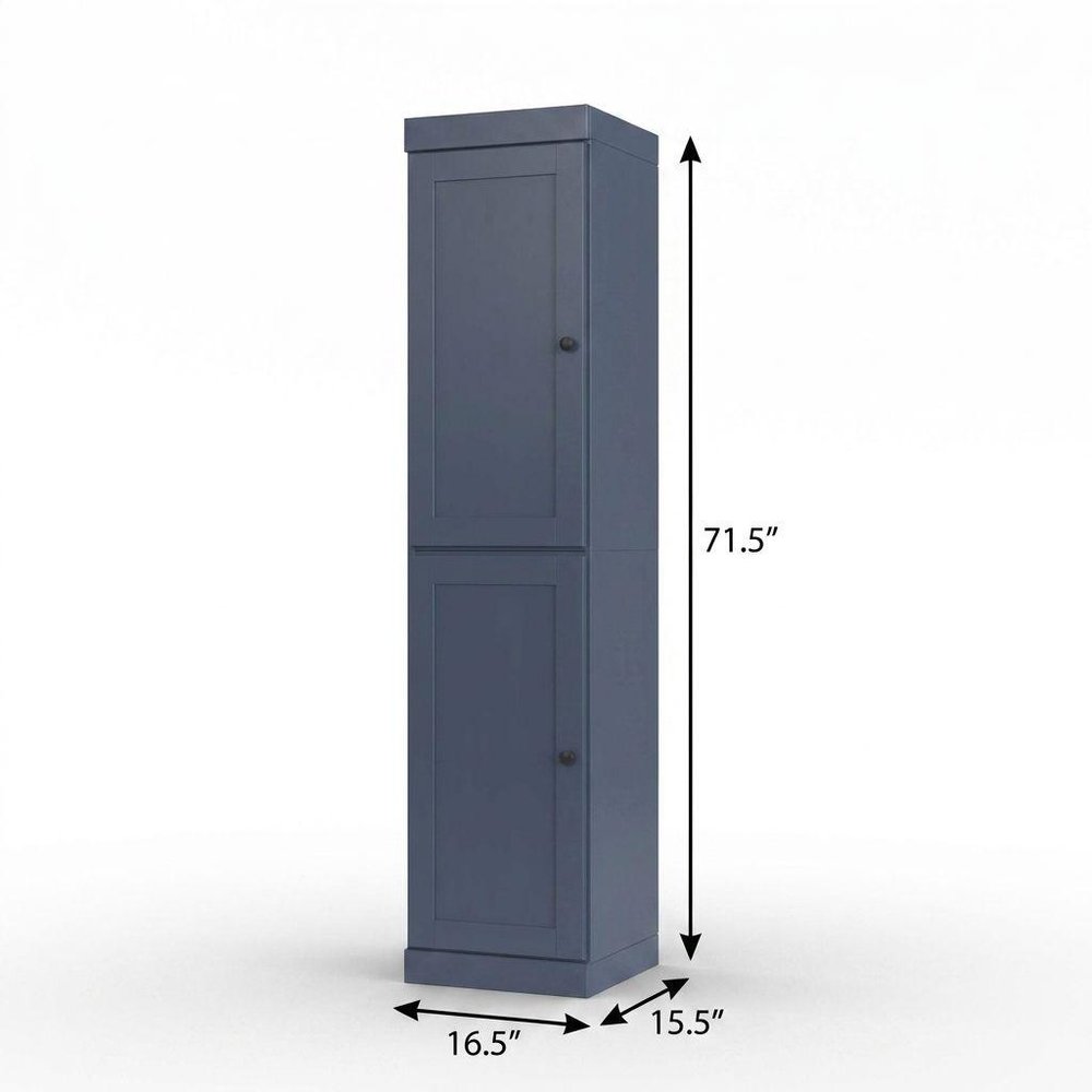17" French Blue Solid Wood Double Door Linen Cabinet HomeRoots