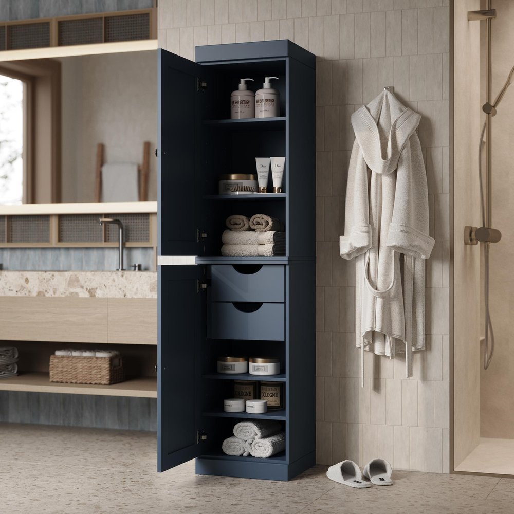 17" French Blue Solid Wood Double Door Linen Cabinet — view 7
