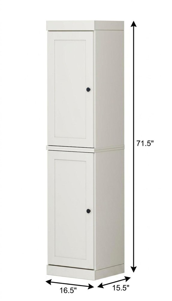 17" Off White Solid Wood Double Door Linen Cabinet HomeRoots