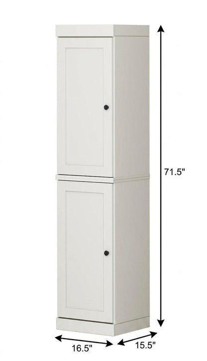 17" Off White Solid Wood Double Door Linen Cabinet HomeRoots