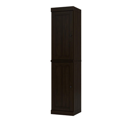 17" Espresso Solid Wood Double Door Linen Cabinet HomeRoots