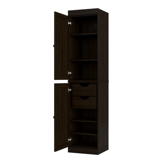 17" Espresso Solid Wood Double Door Linen Cabinet