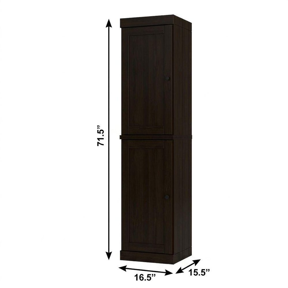 17" Espresso Solid Wood Double Door Linen Cabinet HomeRoots