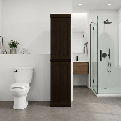 17" Espresso Solid Wood Double Door Linen Cabinet HomeRoots