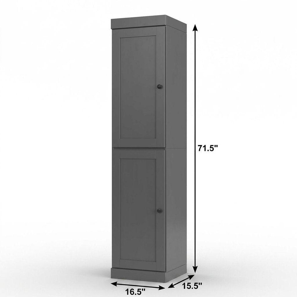 17" Gray Solid Wood Double Door Linen Cabinet — view 4