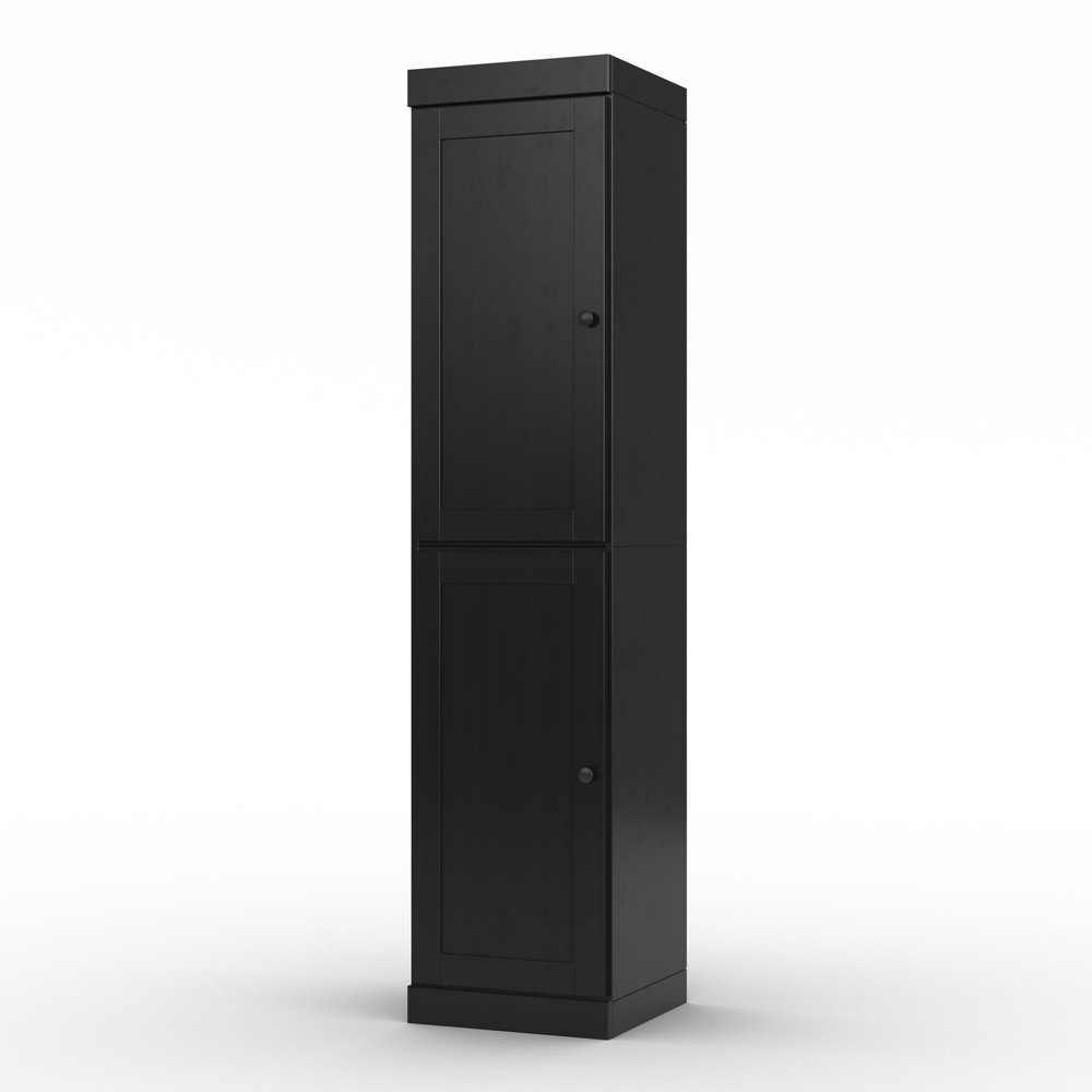 17" Black Solid Wood Double Door Linen Cabinet — view 1