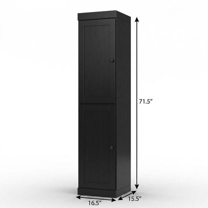 17" Black Solid Wood Double Door Linen Cabinet HomeRoots