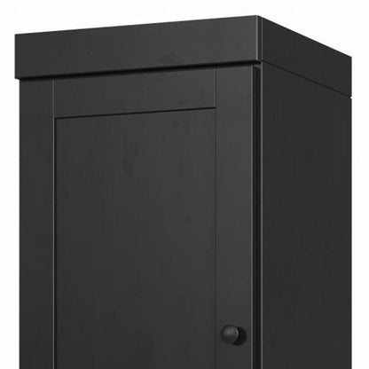 17" Black Solid Wood Double Door Linen Cabinet HomeRoots